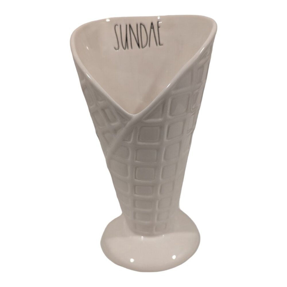 RAE DUNN ~ White Ceramic Ice Cream "Sundae" Cup ~ NEW